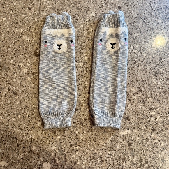 Gray Animal Face Kids Leg Warmers - Picture 2 of 3
